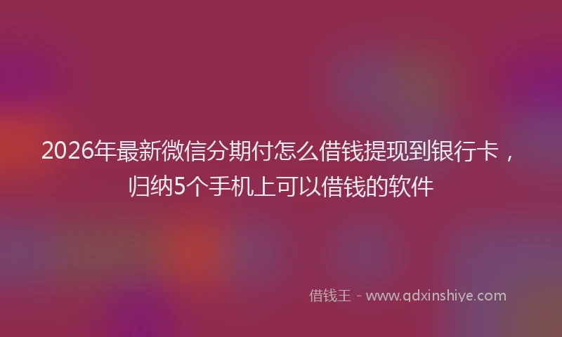 2026年最新微信分期付怎么借钱提现到银行卡，归纳5个手机上可以借钱的软件