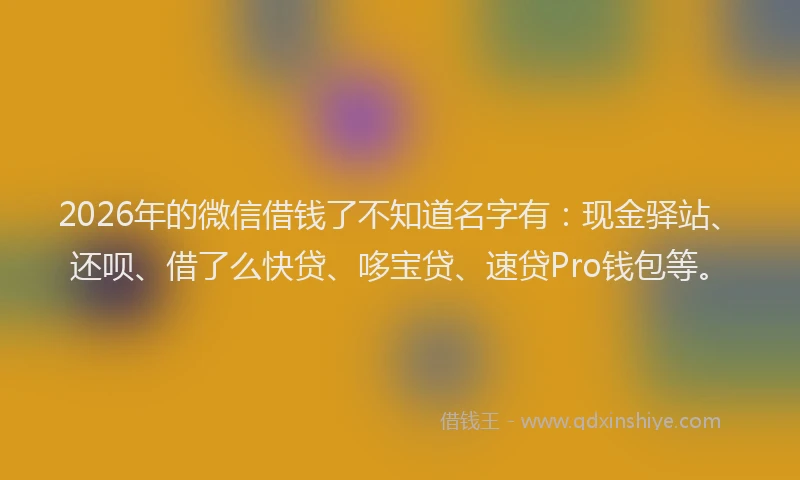 2026年的微信借钱了不知道名字有：现金驿站、还呗、借了么快贷、哆宝贷、速贷Pro钱包等。