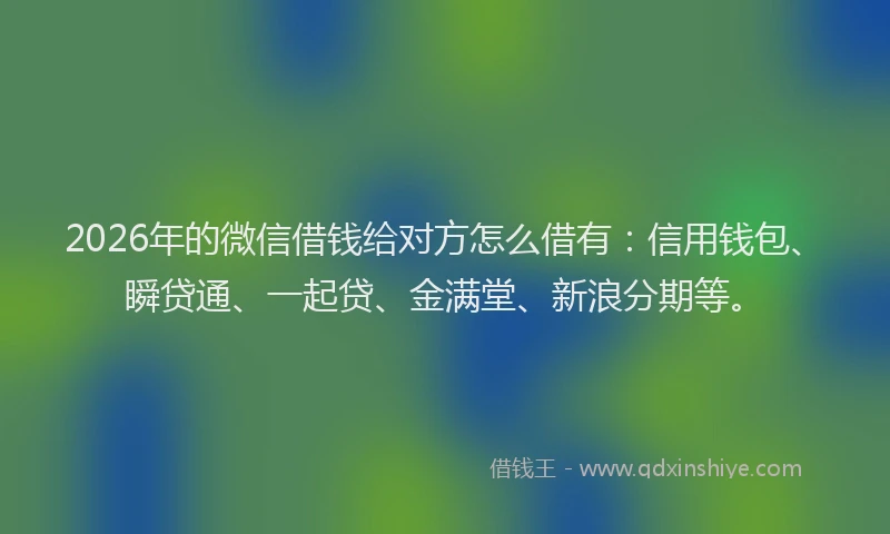 2026年的微信借钱给对方怎么借有：信用钱包、瞬贷通、一起贷、金满堂、新浪分期等。