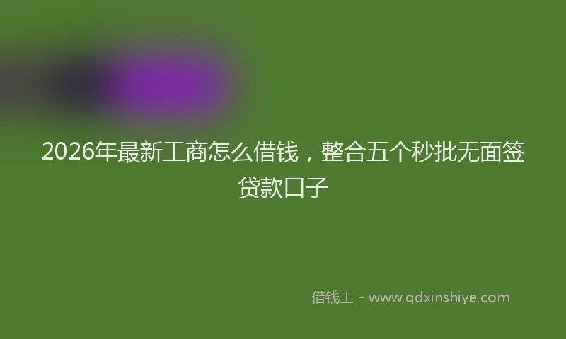2026年最新工商怎么借钱，整合五个秒批无面签贷款口子