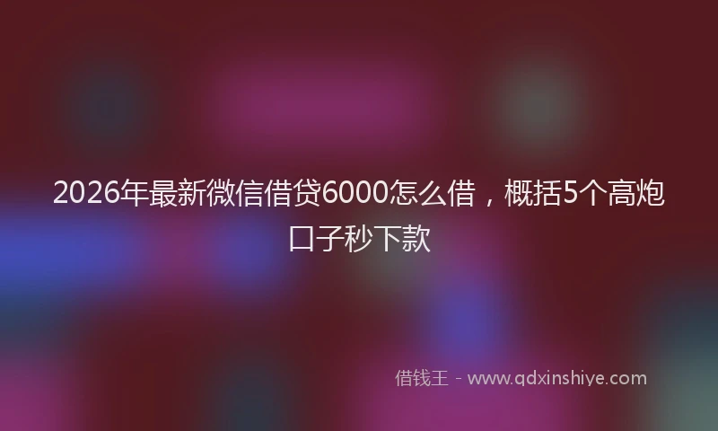 2026年最新微信借贷6000怎么借，概括5个高炮口子秒下款