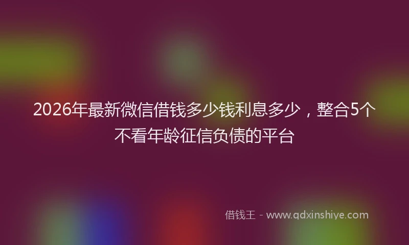 2026年最新微信借钱多少钱利息多少，整合5个不看年龄征信负债的平台