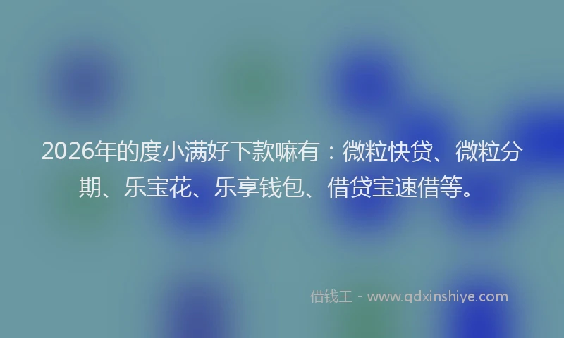 2026年的度小满好下款嘛有：微粒快贷、微粒分期、乐宝花、乐享钱包、借贷宝速借等。