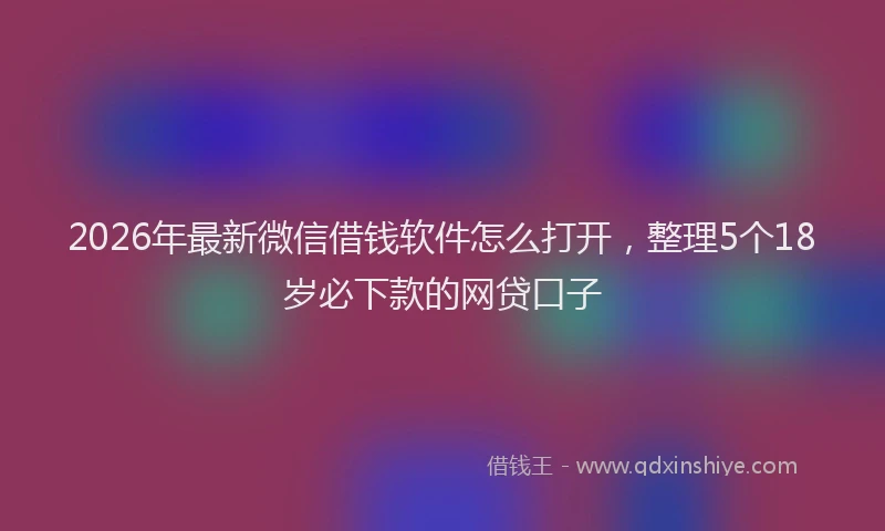 2026年最新微信借钱软件怎么打开，整理5个18岁必下款的网贷口子