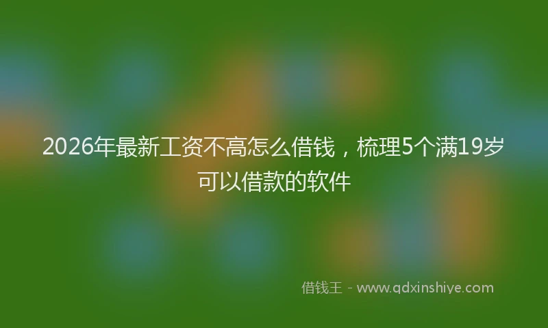 2026年最新工资不高怎么借钱，梳理5个满19岁可以借款的软件