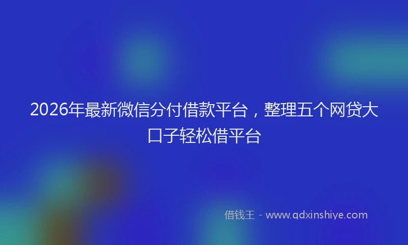 2026年最新微信分付借款平台，整理五个网贷大口子轻松借平台