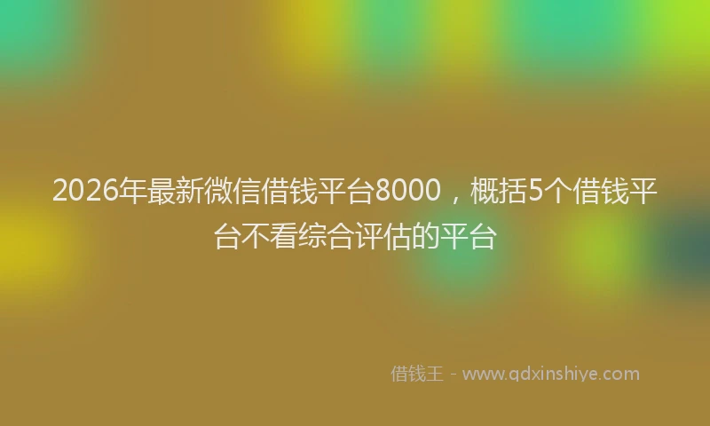 2026年最新微信借钱平台8000，概括5个借钱平台不看综合评估的平台