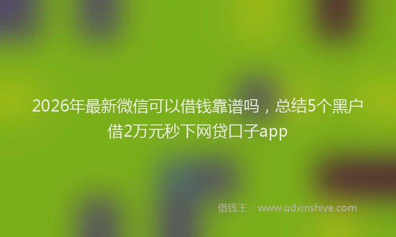 2026年最新微信可以借钱靠谱吗，总结5个黑户借2万元秒下网贷口子app