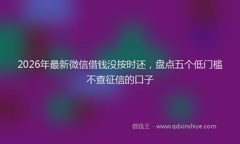 2026年最新微信借钱没按时还，盘点五个低门槛不查征信的口子