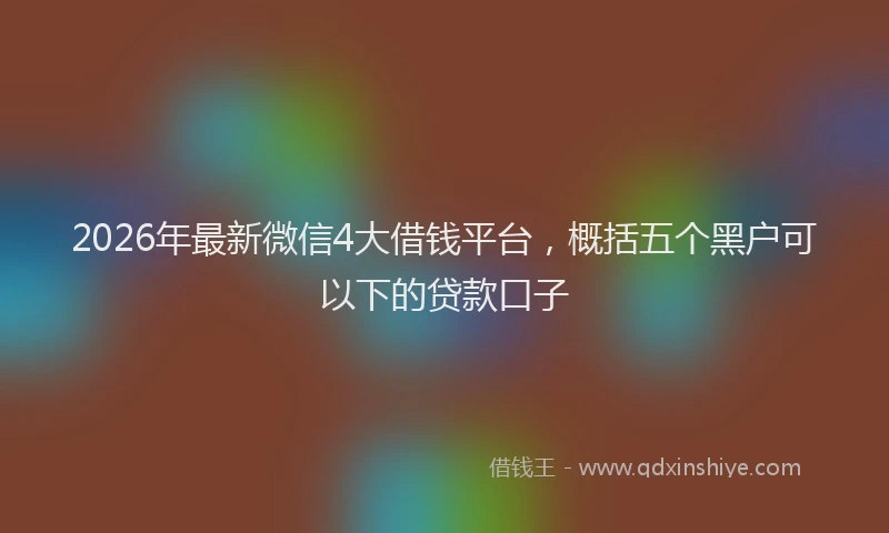 2026年最新微信4大借钱平台，概括五个黑户可以下的贷款口子