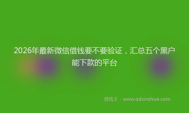 2026年最新微信借钱要不要验证，汇总五个黑户能下款的平台