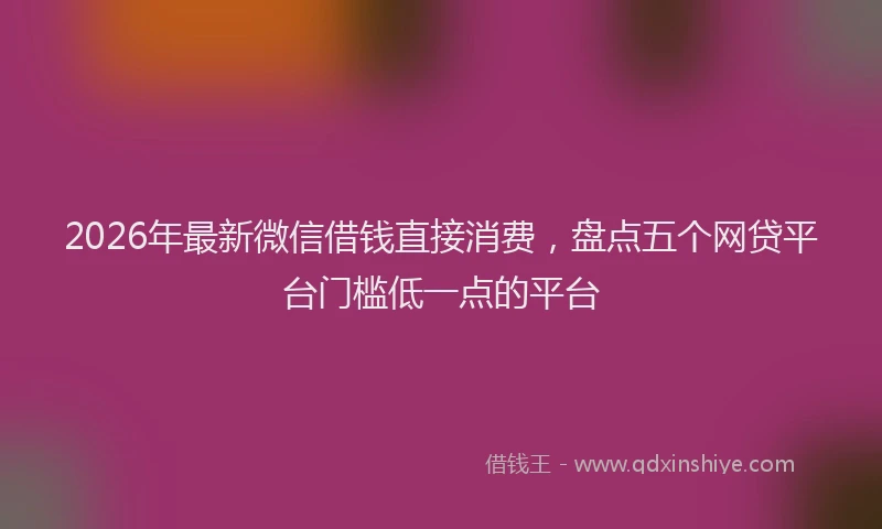 2026年最新微信借钱直接消费，盘点五个网贷平台门槛低一点的平台