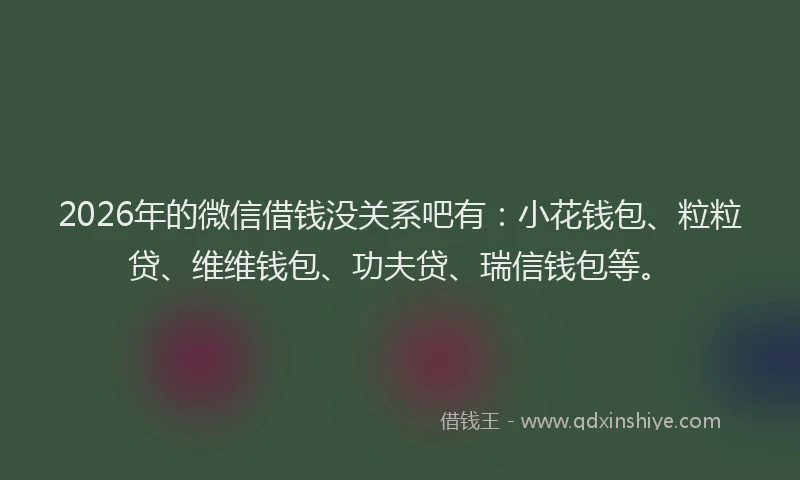 2026年的微信借钱没关系吧有：小花钱包、粒粒贷、维维钱包、功夫贷、瑞信钱包等。