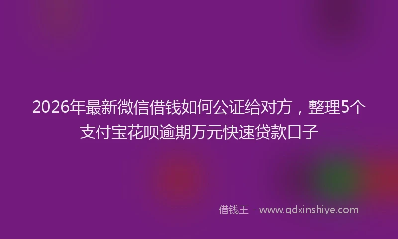 2026年最新微信借钱如何公证给对方，整理5个支付宝花呗逾期万元快速贷款口子