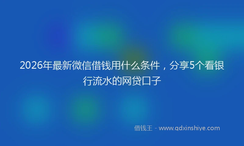 2026年最新微信借钱用什么条件，分享5个看银行流水的网贷口子