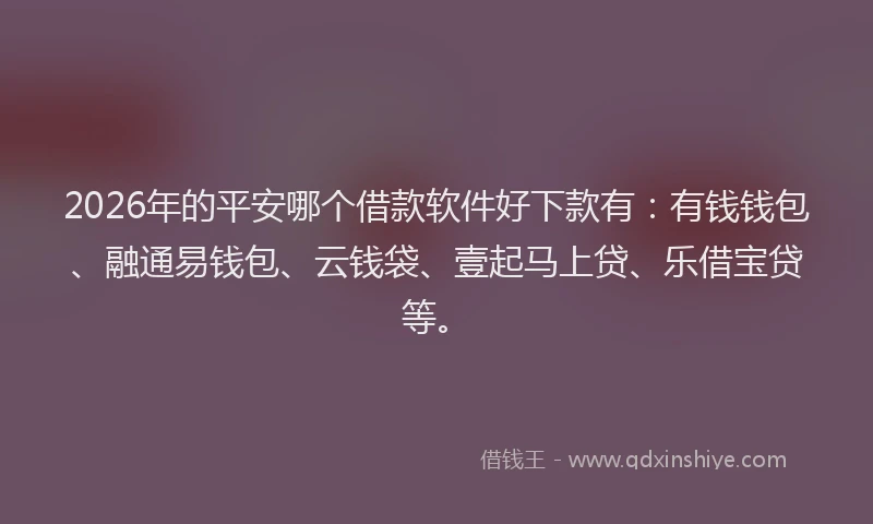 2026年的平安哪个借款软件好下款有：有钱钱包、融通易钱包、云钱袋、壹起马上贷、乐借宝贷等。