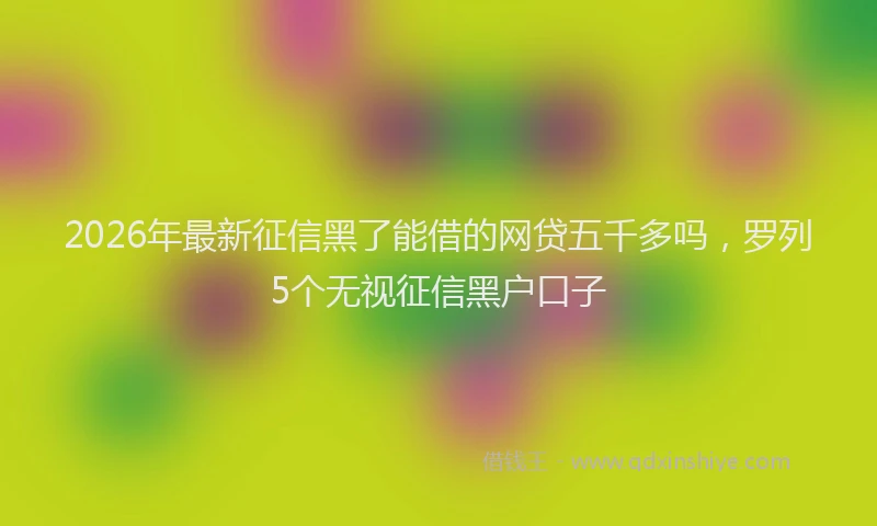 2026年最新征信黑了能借的网贷五千多吗，罗列5个无视征信黑户口子