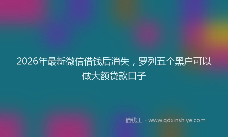 2026年最新微信借钱后消失，罗列五个黑户可以做大额贷款口子