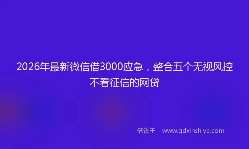 2026年最新微信借3000应急，整合五个无视风控不看征信的网贷