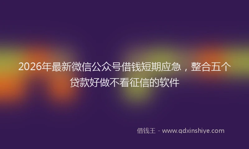2026年最新微信公众号借钱短期应急，整合五个贷款好做不看征信的软件