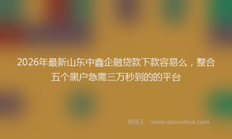 2026年最新山东中鑫企融贷款下款容易么，整合五个黑户急需三万秒到的的平台