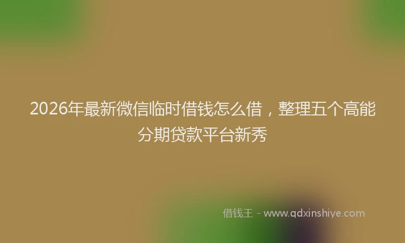 2026年最新微信临时借钱怎么借，整理五个高能分期贷款平台新秀