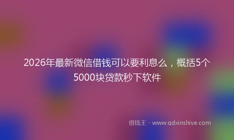 2026年最新微信借钱可以要利息么，概括5个5000块贷款秒下软件