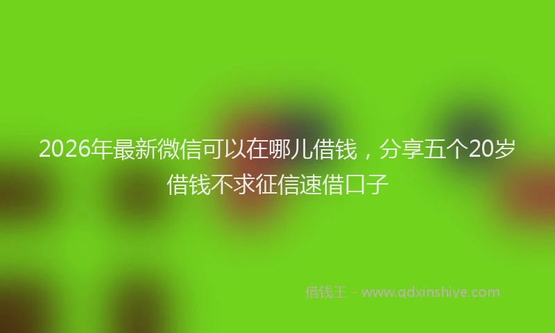 2026年最新微信可以在哪儿借钱，分享五个20岁借钱不求征信速借口子