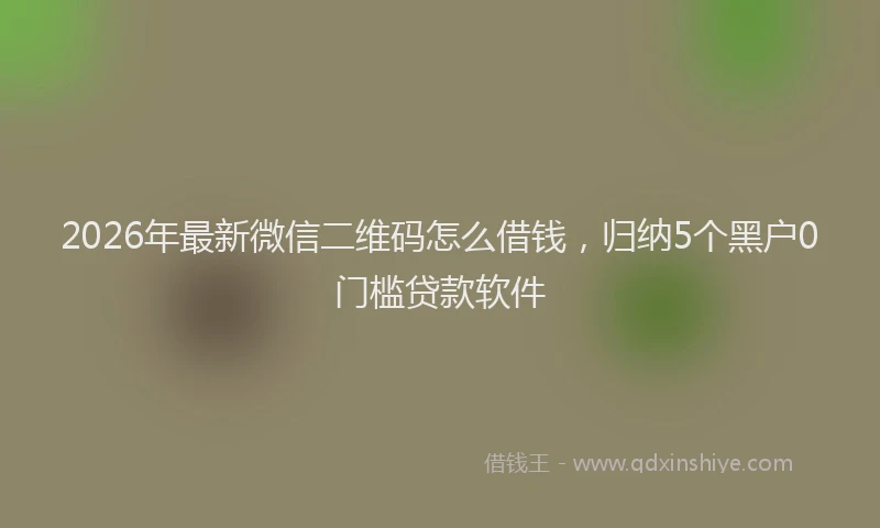 2026年最新微信二维码怎么借钱，归纳5个黑户0门槛贷款软件