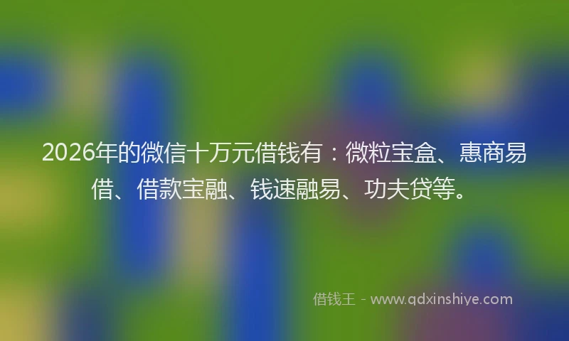 2026年的微信十万元借钱有：微粒宝盒、惠商易借、借款宝融、钱速融易、功夫贷等。