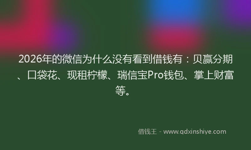 2026年的微信为什么没有看到借钱有：贝赢分期、口袋花、现租柠檬、瑞信宝Pro钱包、掌上财富等。