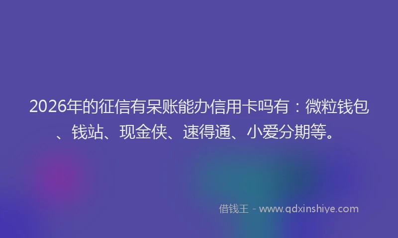 2026年的征信有呆账能办信用卡吗有：微粒钱包、钱站、现金侠、速得通、小爱分期等。