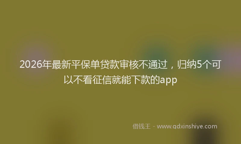 2026年最新平保单贷款审核不通过，归纳5个可以不看征信就能下款的app