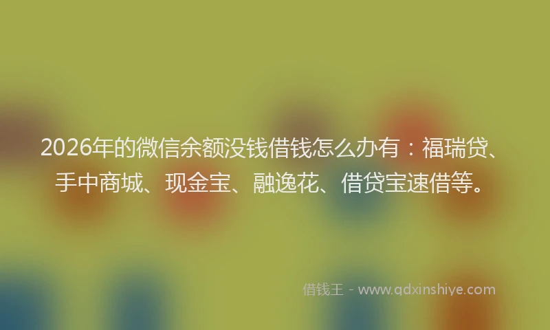 2026年的微信余额没钱借钱怎么办有：福瑞贷、手中商城、现金宝、融逸花、借贷宝速借等。
