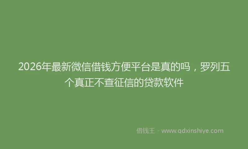 2026年最新微信借钱方便平台是真的吗，罗列五个真正不查征信的贷款软件