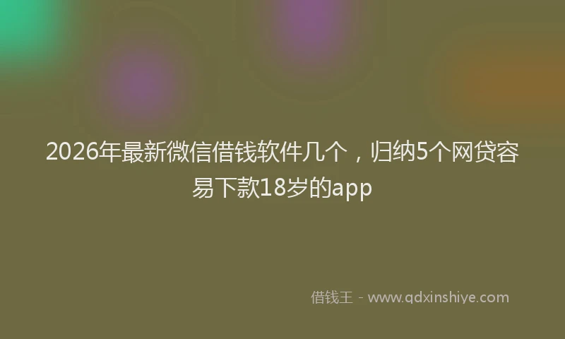 2026年最新微信借钱软件几个，归纳5个网贷容易下款18岁的app