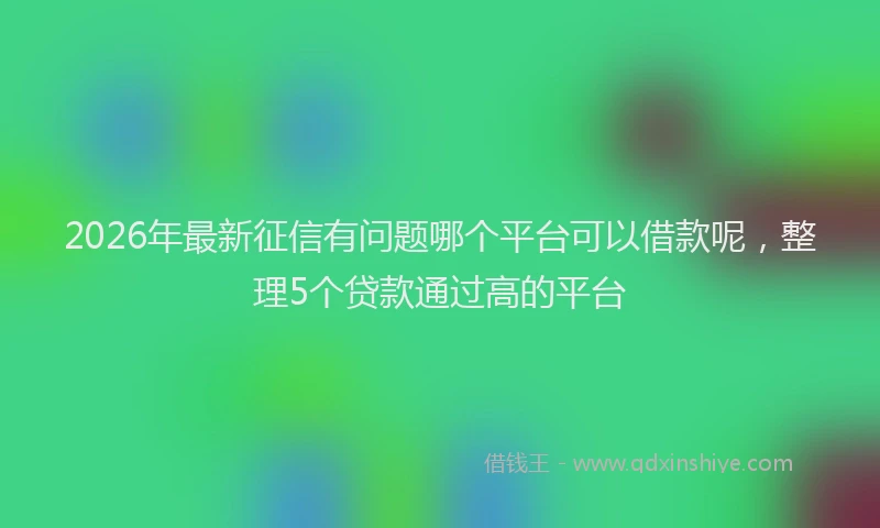 2026年最新征信有问题哪个平台可以借款呢，整理5个贷款通过高的平台