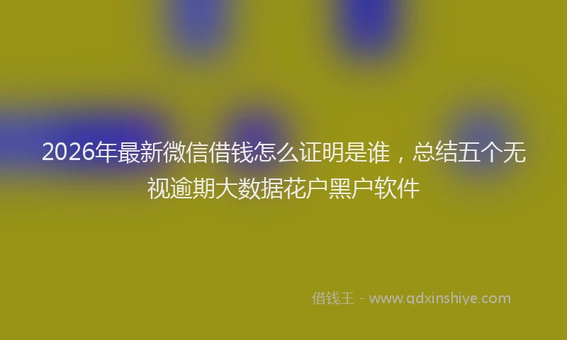 2026年最新微信借钱怎么证明是谁，总结五个无视逾期大数据花户黑户软件