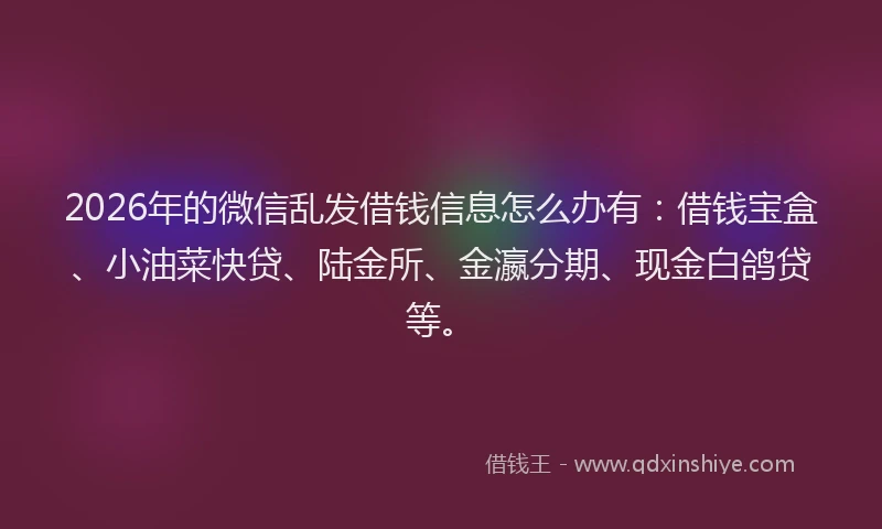 2026年的微信乱发借钱信息怎么办有：借钱宝盒、小油菜快贷、陆金所、金瀛分期、现金白鸽贷等。