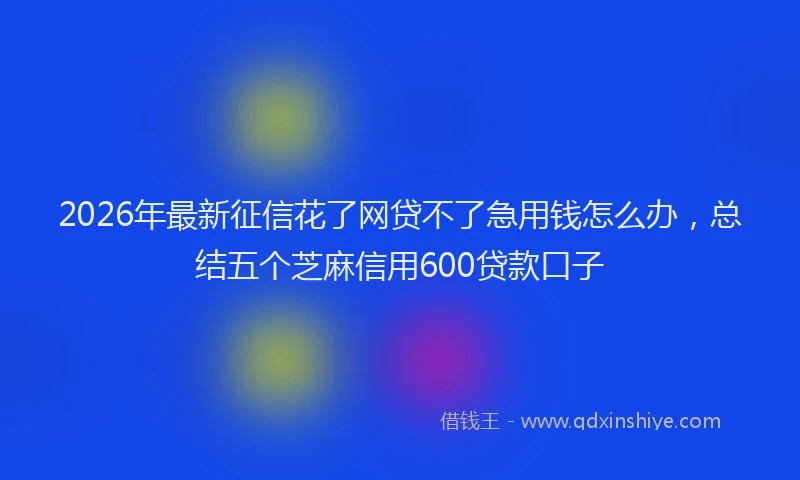 2026年最新征信花了网贷不了急用钱怎么办，总结五个芝麻信用600贷款口子