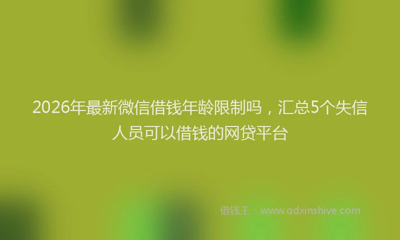 2026年最新微信借钱年龄限制吗，汇总5个失信人员可以借钱的网贷平台