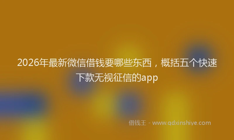 2026年最新微信借钱要哪些东西，概括五个快速下款无视征信的app