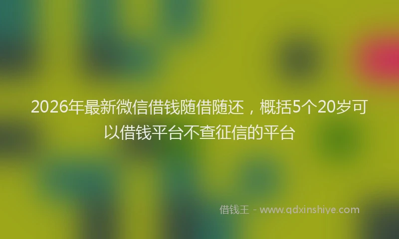 2026年最新微信借钱随借随还，概括5个20岁可以借钱平台不查征信的平台