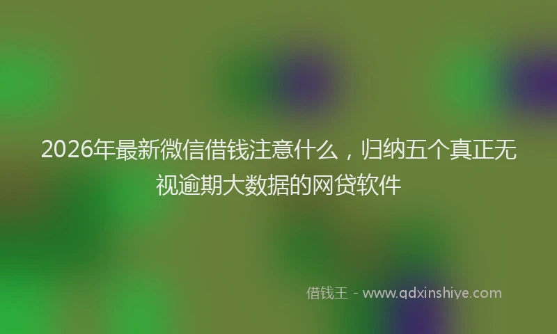 2026年最新微信借钱注意什么，归纳五个真正无视逾期大数据的网贷软件