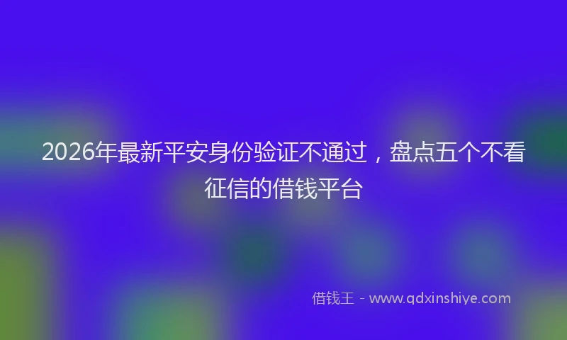 2026年最新平安身份验证不通过，盘点五个不看征信的借钱平台