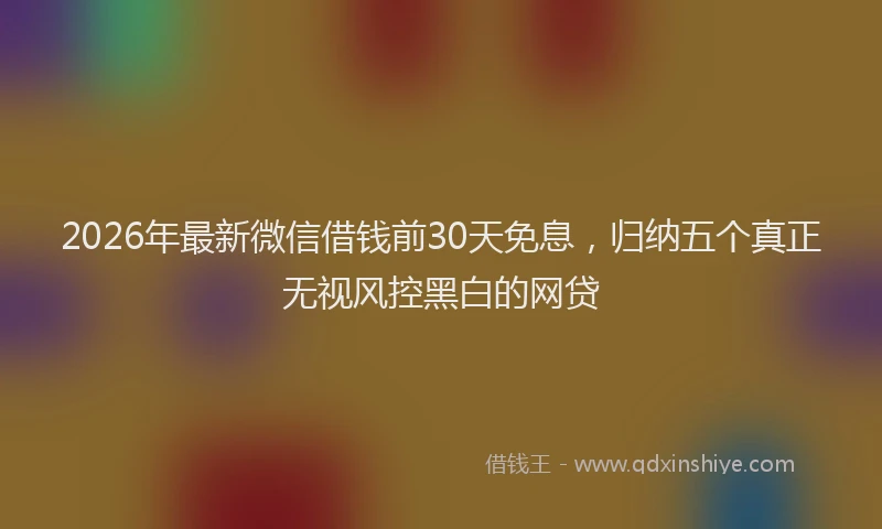 2026年最新微信借钱前30天免息，归纳五个真正无视风控黑白的网贷