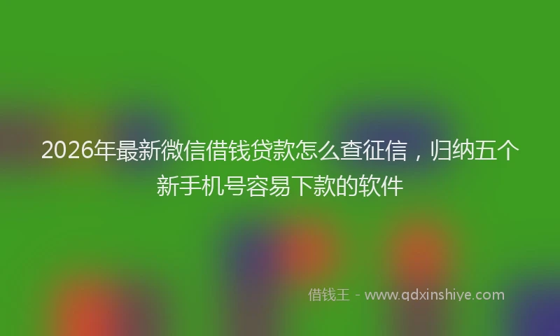 2026年最新微信借钱贷款怎么查征信，归纳五个新手机号容易下款的软件