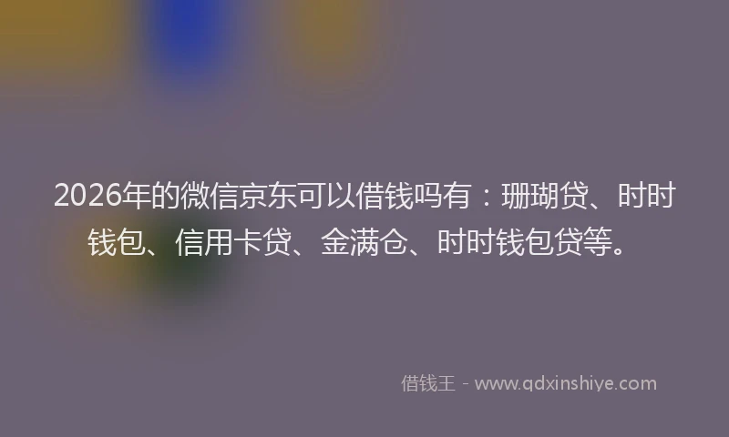 2026年的微信京东可以借钱吗有：珊瑚贷、时时钱包、信用卡贷、金满仓、时时钱包贷等。