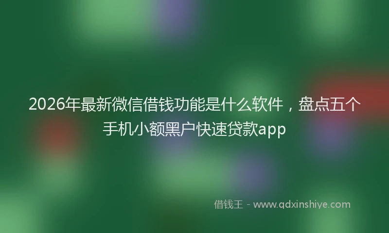 2026年最新微信借钱功能是什么软件，盘点五个手机小额黑户快速贷款app