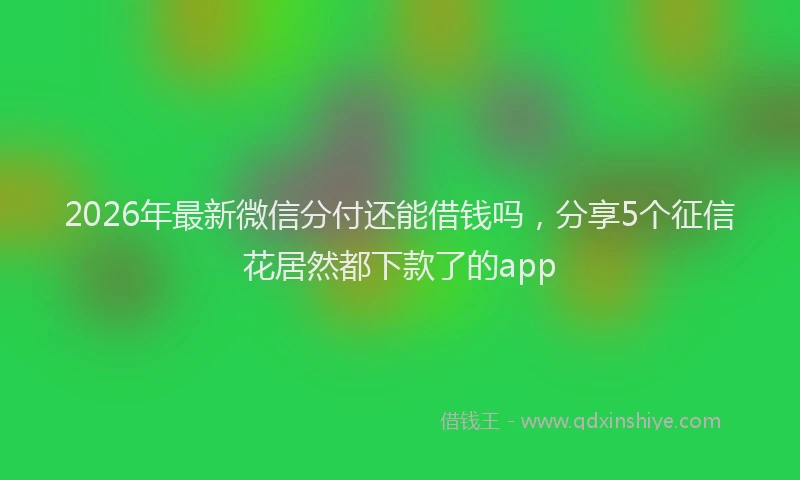 2026年最新微信分付还能借钱吗，分享5个征信花居然都下款了的app